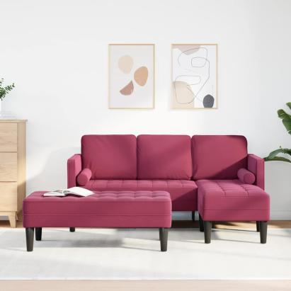 Set de canapea cu pernă 2 pcs Roșu Vin Poliester GartenMobel Dekor