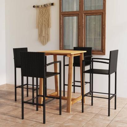 Set mobilier de bar de gradină, 5 piese, negru GartenMobel Dekor