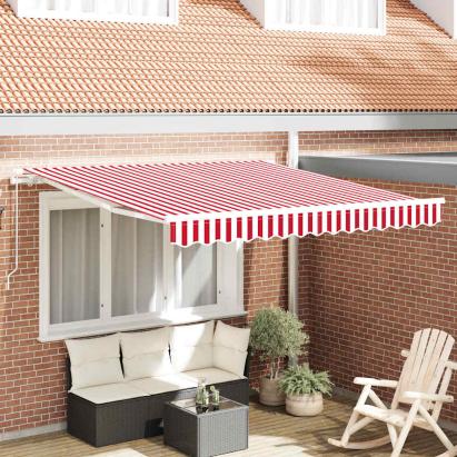Cortina Retractabilă Manual Roșu și Alb 300 x 250 cm GartenMobel Dekor