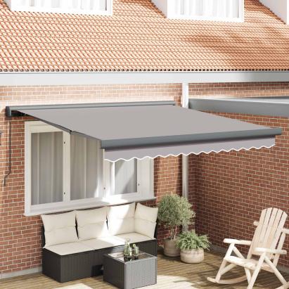 Cortina Retractabilă Gri deschis 300 x 250 cm Stofă și Metal GartenMobel Dekor