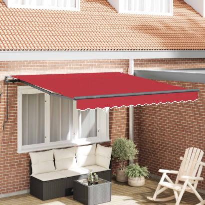 Cortina Retractabilă Manual Roșu 300 x 250 cm Poliester și oțel GartenMobel Dekor