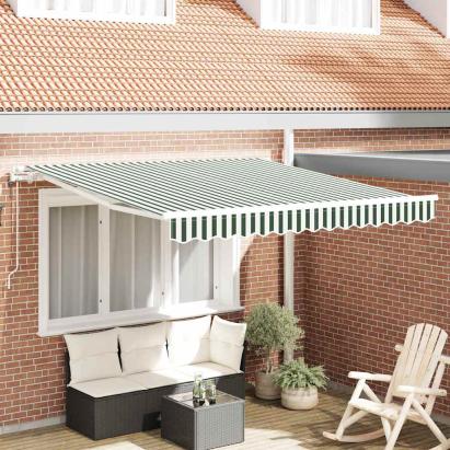 Cort electric retractabil Verde și alb 300 x 250 cm GartenMobel Dekor