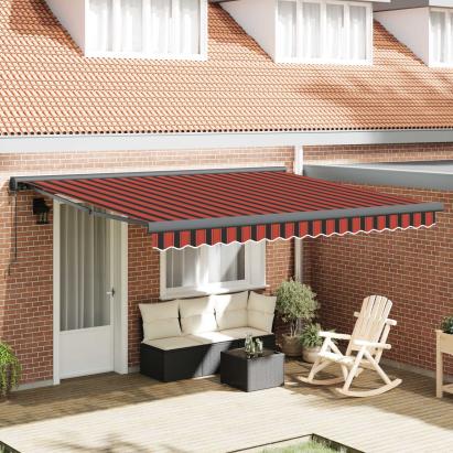 Cortina Retractabilă Manual Roșu și Negru 350 x 250 cm țesătură GartenMobel Dekor