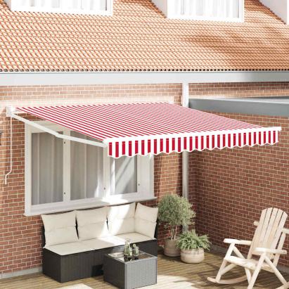 Cortina Retractabilă Manual Roșu și Alb 350 x 250 cm GartenMobel Dekor