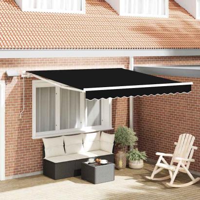 Cortina Retractabilă Negru 350 x 250 cm Material textil și oțel GartenMobel Dekor