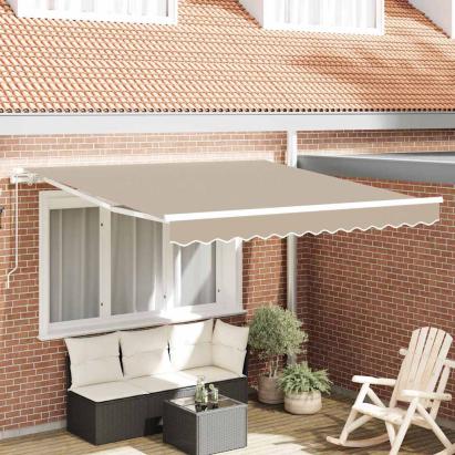 Cortina Retractabilă Bej 350 x 250 cm Poliester și Aluminiu GartenMobel Dekor
