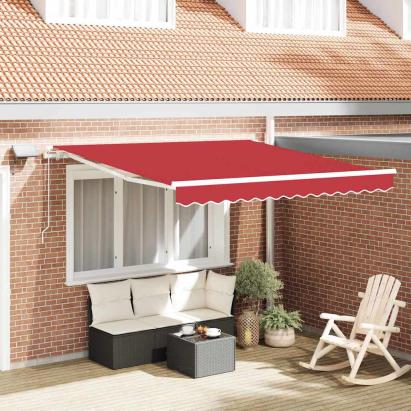 Cortina Retractabilă Roșu 350 x 250 cm Material textil și oțel GartenMobel Dekor