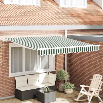 Cortina Retractabilă Manual Verde și alb 350 x 250 cm GartenMobel Dekor