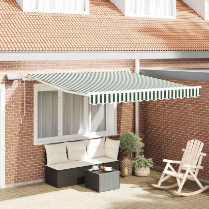 Cortina Retractabilă Manual Verde și alb 350 x 250 cm GartenMobel Dekor