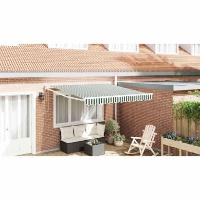 Cortina Retractabilă Verde și alb 350 x 250 cm GartenMobel Dekor