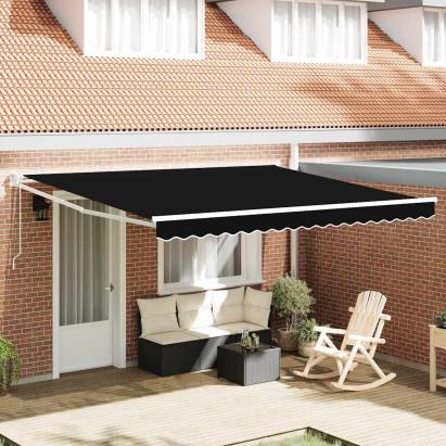 Cortina Retractabilă Negru 400 × 300 cm Poliester și Aluminiu GartenMobel Dekor