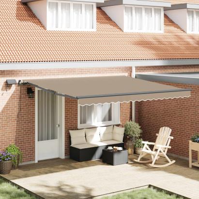 Cortina Retractabilă Manual Bej 400 ×300 cm țesătură GartenMobel Dekor