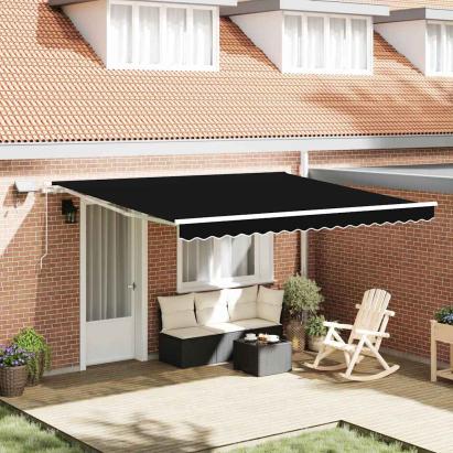 Cortina Retractabilă Negru 400 × 300 cm Material textil și oțel GartenMobel Dekor