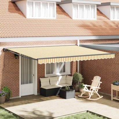 Cortina Retractabilă Manual Galben și alb 450 × 300 cm GartenMobel Dekor