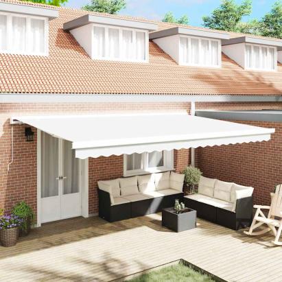 Cortina Retractabilă Alb 500 × 300 cm Stofă și Metal GartenMobel Dekor