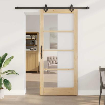 Ușă glisantă ORKDAL Natural și Negru 93 x 211 cm GartenMobel Dekor