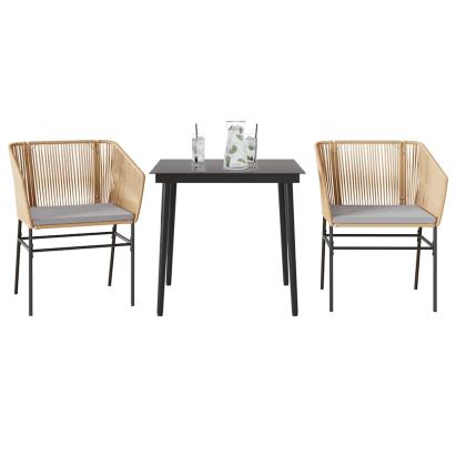 Set mobilier de grădină cu perne 3 piese maro sticlă polirattan GartenMobel Dekor