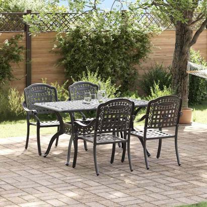 Set de masă pentru grădină 5 pcs Negru Aluminiu GartenMobel Dekor