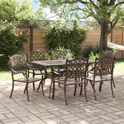 Set de masă pentru grădină 7 pcs Bronz Aluminiu GartenMobel Dekor