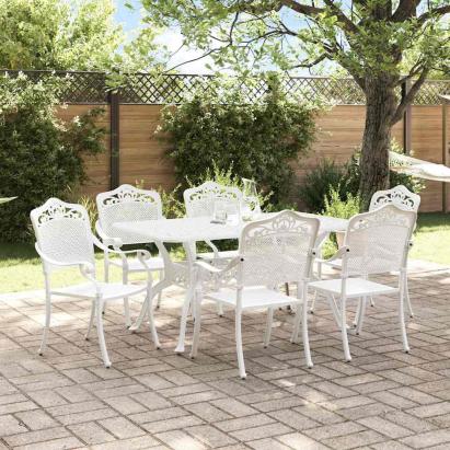 Set de masă pentru grădină 7 pcs Alb Aluminiu GartenMobel Dekor