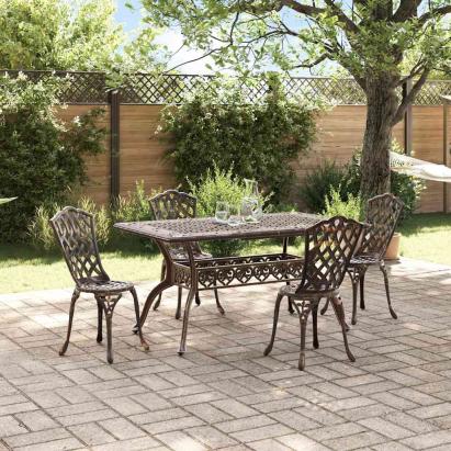 Set de masă pentru grădină 5 pcs Bronz Aluminiu GartenMobel Dekor