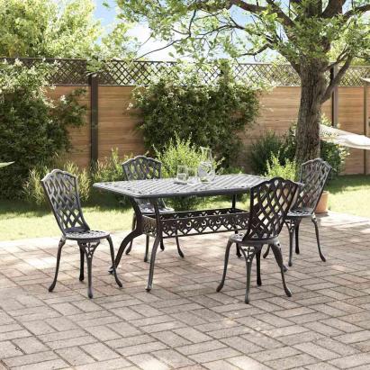 Set de masă pentru grădină 5 pcs Negru Aluminiu GartenMobel Dekor