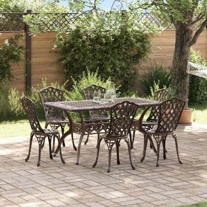 Set de masă pentru grădină 7 pcs Bronz Aluminiu GartenMobel Dekor