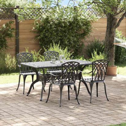 Set de masă pentru grădină 5 pcs Negru Aluminiu GartenMobel Dekor
