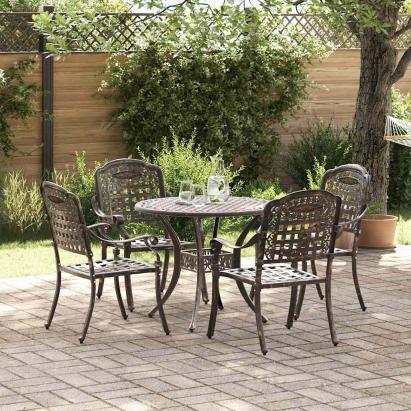 Set de masă pentru grădină 5 pcs Bronz Aluminiu GartenMobel Dekor