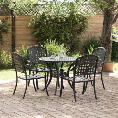 Set de masă pentru grădină 5 pcs Negru Aluminiu GartenMobel Dekor