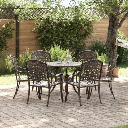 Set de masă pentru grădină 7 pcs Bronz Aluminiu GartenMobel Dekor