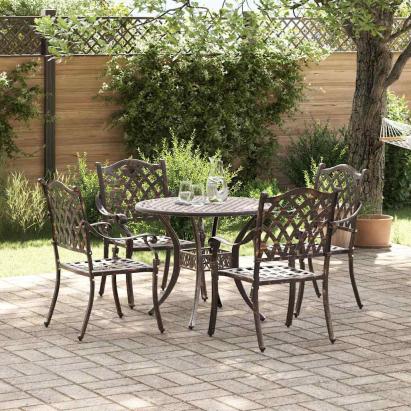Set de masă pentru grădină 5 pcs Bronz Aluminiu GartenMobel Dekor