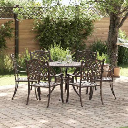 Set de masă pentru grădină 7 pcs Bronz Aluminiu GartenMobel Dekor