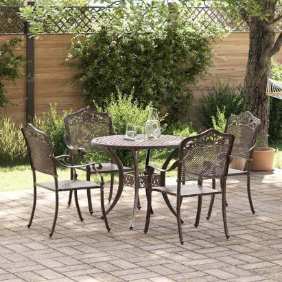 Set de masă pentru grădină 5 pcs Bronz Aluminiu GartenMobel Dekor