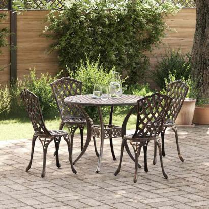 Set de masă pentru grădină 5 pcs Bronz Aluminiu GartenMobel Dekor