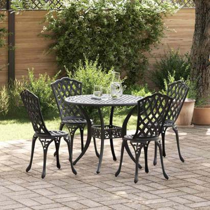 Set de masă pentru grădină 5 pcs Negru Aluminiu GartenMobel Dekor