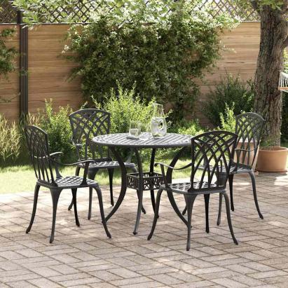 Set de masă pentru grădină 5 pcs Negru Aluminiu GartenMobel Dekor