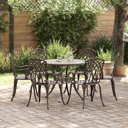 Set de masă pentru grădină 7 pcs Bronz Aluminiu GartenMobel Dekor