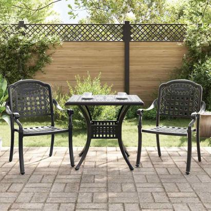 Set masă de grădină 3 pcs Negru Aluminiu turnat GartenMobel Dekor