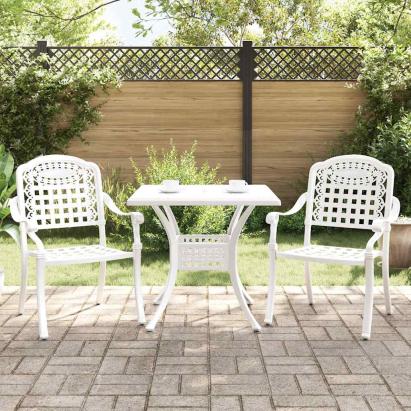 Set masă de grădină 3 pcs Alb Aluminiu turnat GartenMobel Dekor