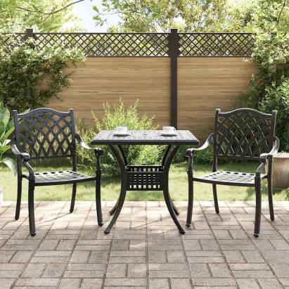 Set masă de grădină 3 pcs Negru Aluminiu turnat GartenMobel Dekor