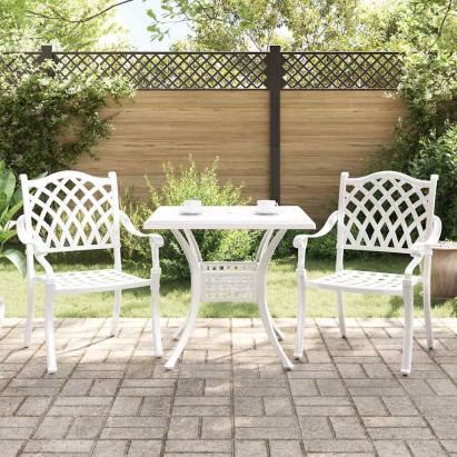 Set masă de grădină 3 pcs Alb Aluminiu turnat GartenMobel Dekor