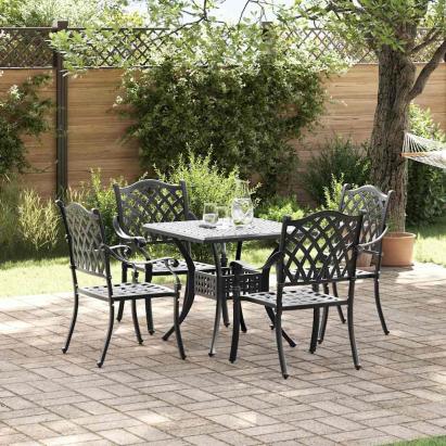 Set masă de grădină 5 pcs Negru Aluminiu turnat GartenMobel Dekor