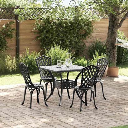 Set masă de grădină 5 pcs Negru Aluminiu turnat GartenMobel Dekor