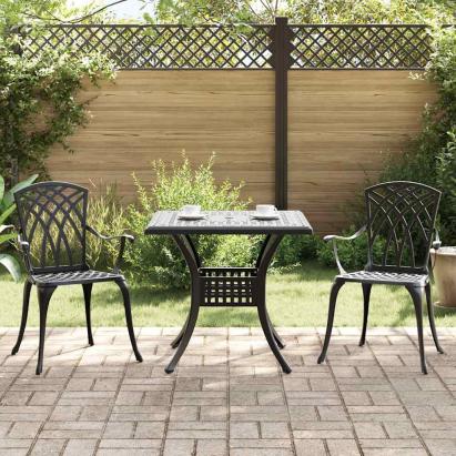 Set masă de grădină 3 pcs Negru Aluminiu turnat GartenMobel Dekor