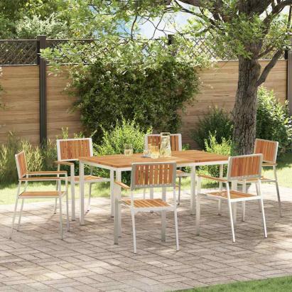 Set dining pentru exterior 7 pcs Maro Lemn Solid de Acacia GartenMobel Dekor