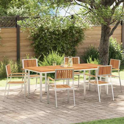 Set dining pentru exterior 7 pcs Maro Lemn Solid de Acacia GartenMobel Dekor