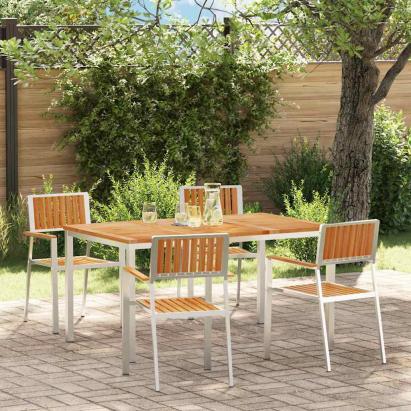 Set dining pentru exterior 5 pcs Maro Lemn solid de tec GartenMobel Dekor