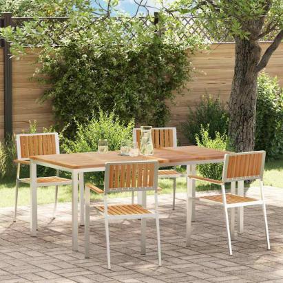 Set dining pentru exterior 5 pcs Maro Lemn solid de tec GartenMobel Dekor