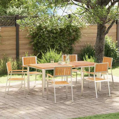 Set dining pentru exterior 7 pcs Maro Lemn solid de tec GartenMobel Dekor